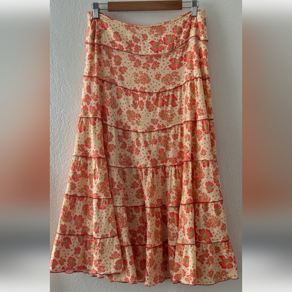 April Cornell Tiered Floral Midi Skirt XS NWOT - Picture 2 of 6